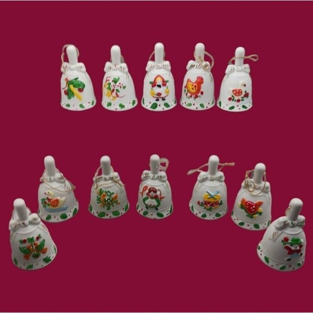 Vtg jc.penney 12 days christmas bell ornaments